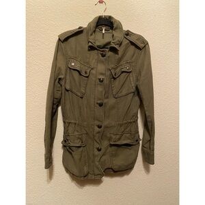 Olive Green Military Style Free People Utility Jacket